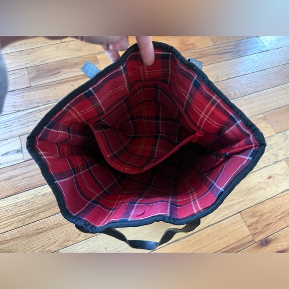 Barbour Racing Riding Biker Motorcycle Shoulder Handbag/Tote Black/White Canvas - Picture 10 of 16